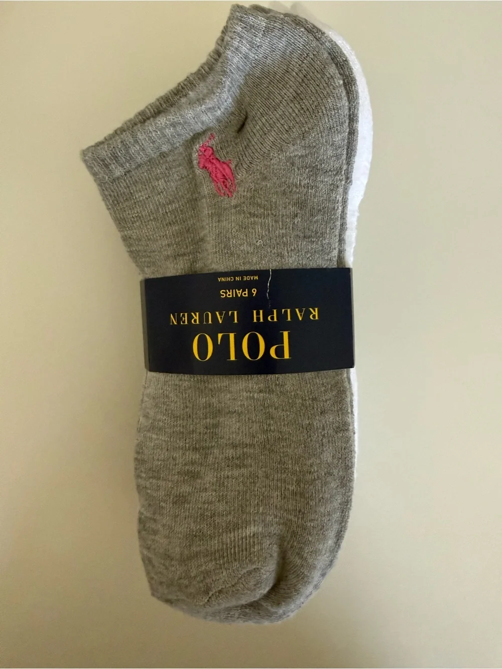 Polo by Ralph Lauren Womens Low Cut Socks Black White and Gray- 6 Pack